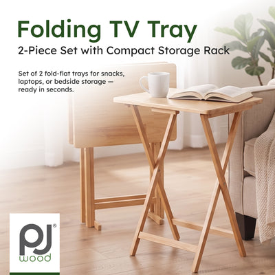 Folding TV Tray Tables with Compact Storage Rack, 2 Piece Set (Open Box)
