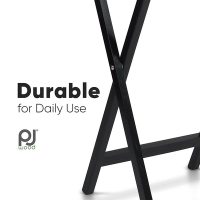 PJ Wood Folding TV Tray, Collapsible Portable Snack Tables, Black, 2PC(Open Box) - VMInnovations