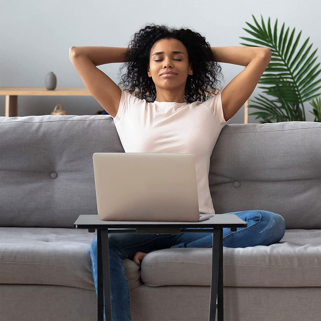 PJ Wood Folding TV Tray Tables w/Compact Rack, Black, 5 Pc Set (For Parts) - VMInnovations