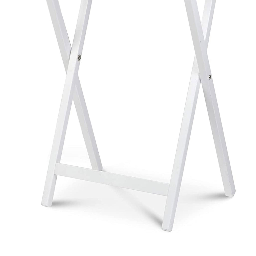 PJ Wood Solid Wood Compact Folding TV Tray & Snack Tables, White, 2pc (Open Box)