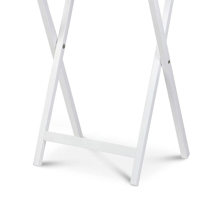PJ Wood Solid Wood Compact Folding TV Tray & Snack Tables, White, 2pc (Open Box)