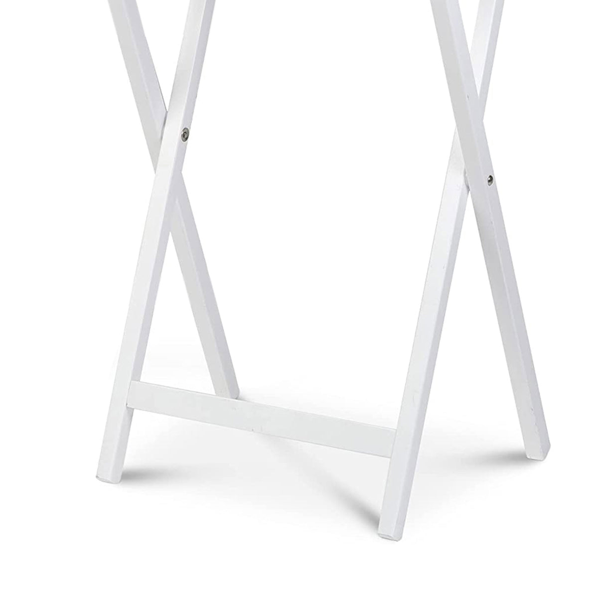 PJ Wood Solid Wood Compact Folding TV Tray & Snack Tables, White, 2pc (Used)