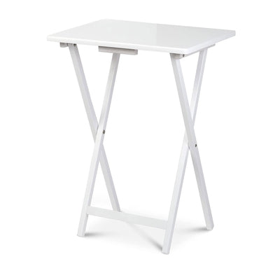 PJ Wood Solid Wood Compact Folding TV Tray & Snack Tables, White, 2pc (Used)