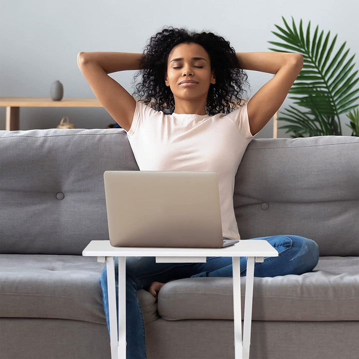 PJ Wood Solid Wood Compact Folding TV Tray & Snack Tables, White, 2 Pc Set(Used) - VMInnovations