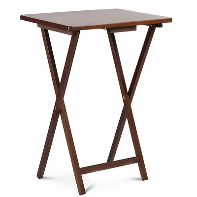 PJ Wood Folding TV Tray Portable Living Room Snack Table, 2pc, Honey Oak(Used) - VMInnovations