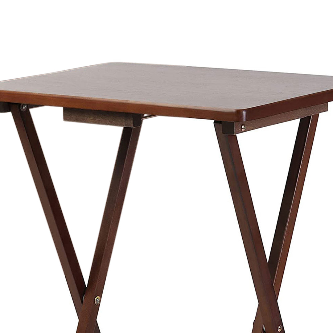 PJ Wood Folding TV Tray Portable Living Room Snack Table, Honey Oak (Open Box)