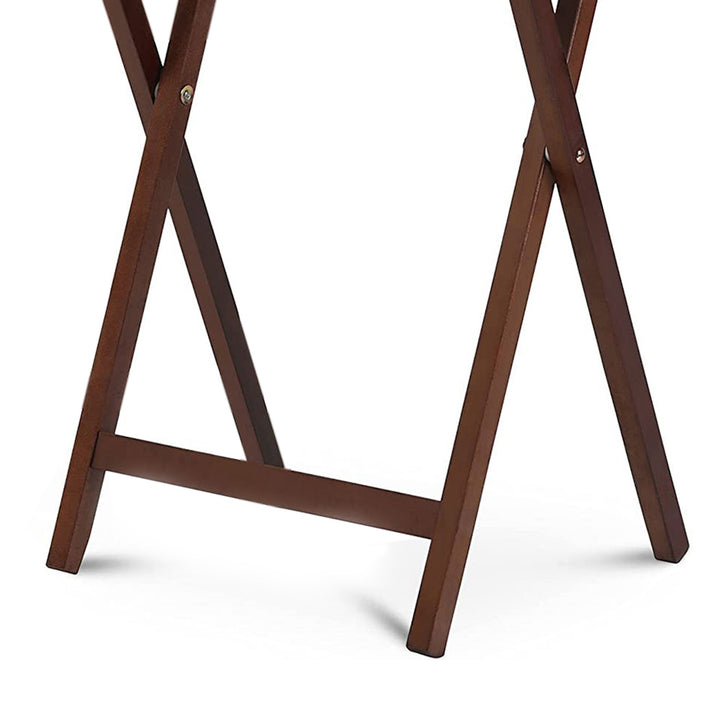 PJ Wood Folding TV Tray Tables with Compact Storage Rack, 2 Piece Set (Open Box)