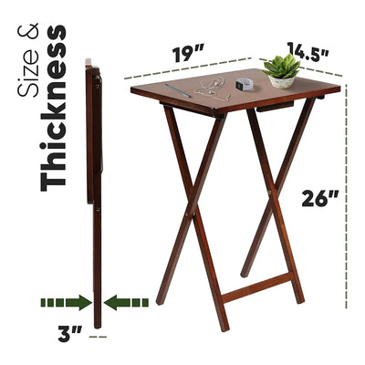 PJ Wood Folding TV Tray Tables w/ Compact Storage Rack, Honey Oak,5pc(For Parts)