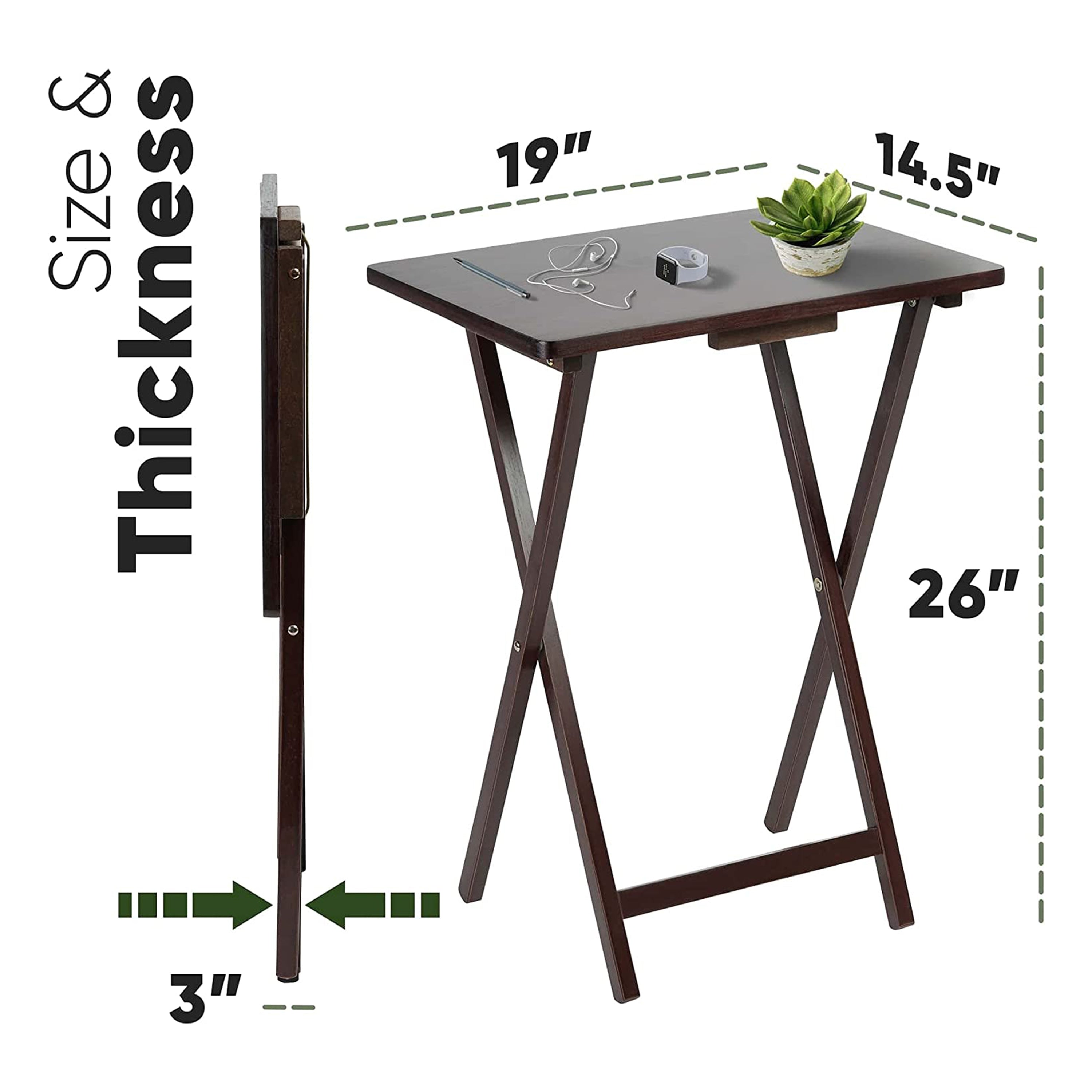 PJ Wood Folding TV Tray Folding Table Desk Stand, Espresso Brown 2PC(Open Box)