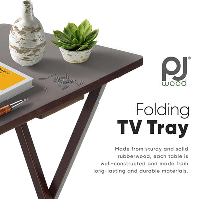 PJ Wood Folding TV Tray Folding Table Desk Stand, Espresso Brown 2PC(Open Box)