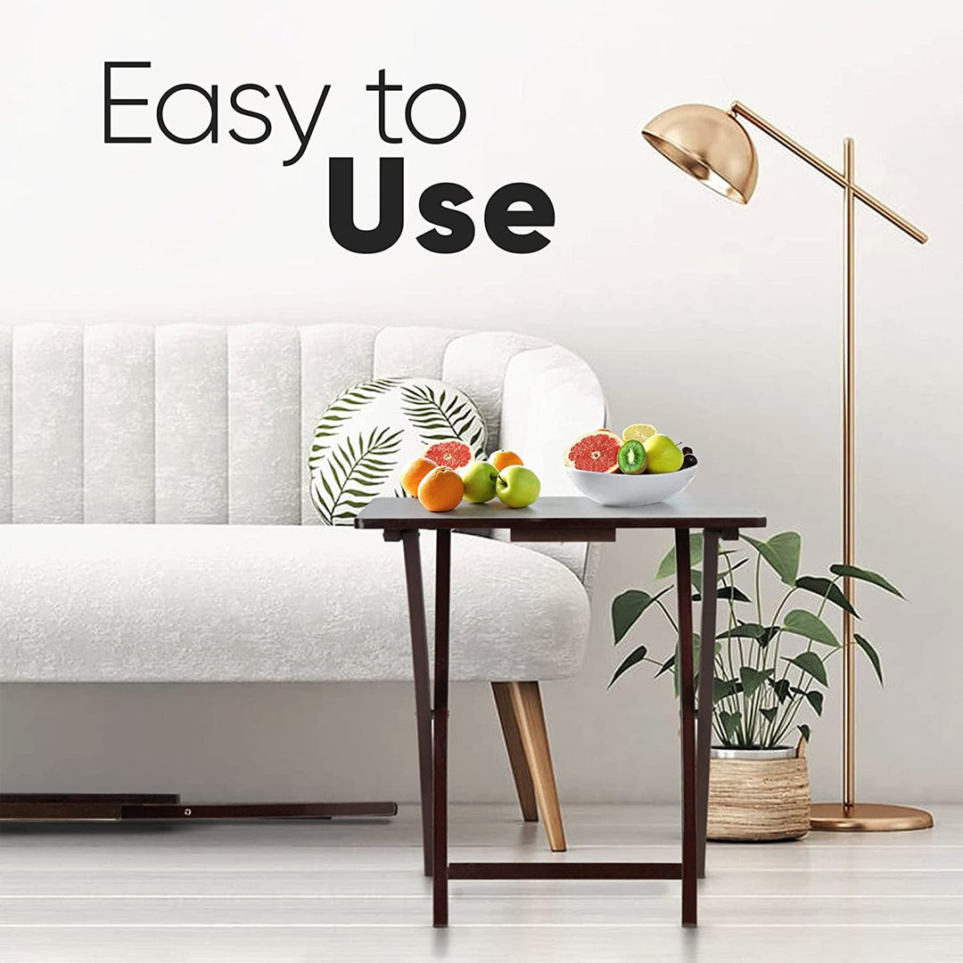 Folding TV Snack Tray Folding Table Desk Stand, Espresso Brown, Set of 2 (Used) - VMInnovations