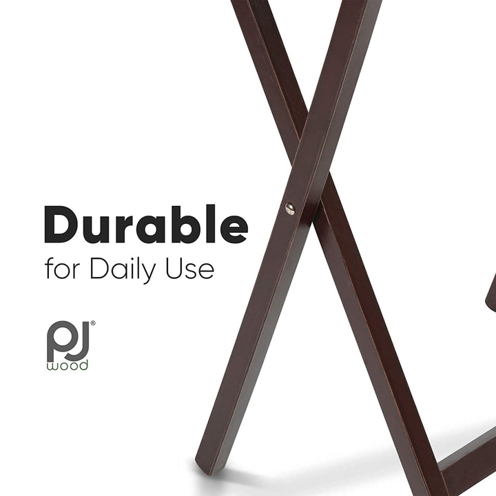 PJ Wood TV Snack Tray Folding Table Desk Stand, Espresso Brwn Set of 2(Open Box)