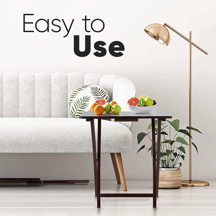 PJ Wood Folding TV Tray Tables w/Compact Storage Rack, Espresso, 5 Pc(For Parts) - VMInnovations