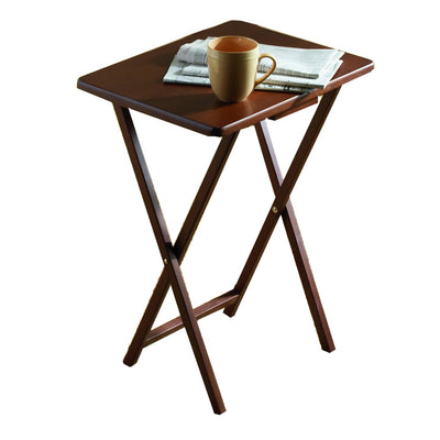 PJ Wood Folding TV Tray Tables with Compact Storage Rack, Walnut, 5pc(For Parts) - VMInnovations