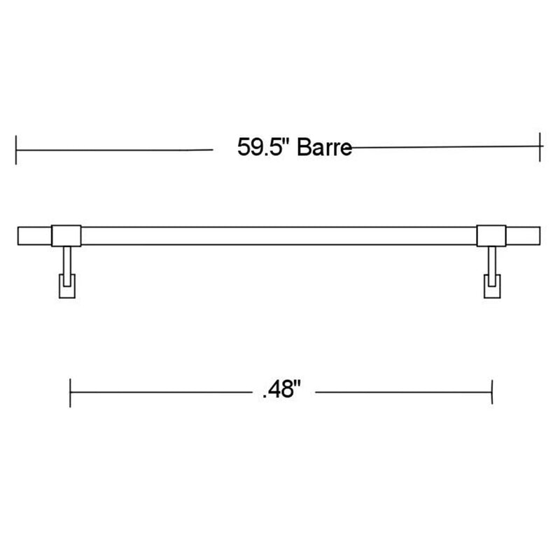 Vita Barre Classic WS60-W Single Bar Wall Mount Ballet Barre System, 5 Ft, Black