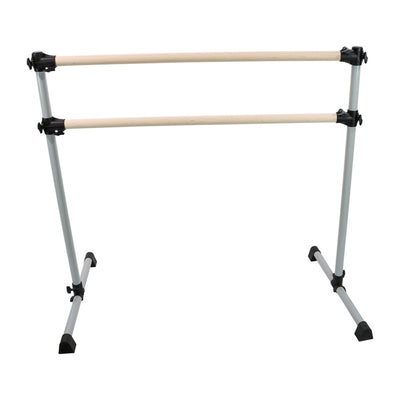 Prodigy Series 5 Foot Wood Portable Double Ballet Barre, Satin Silver (Open Box)