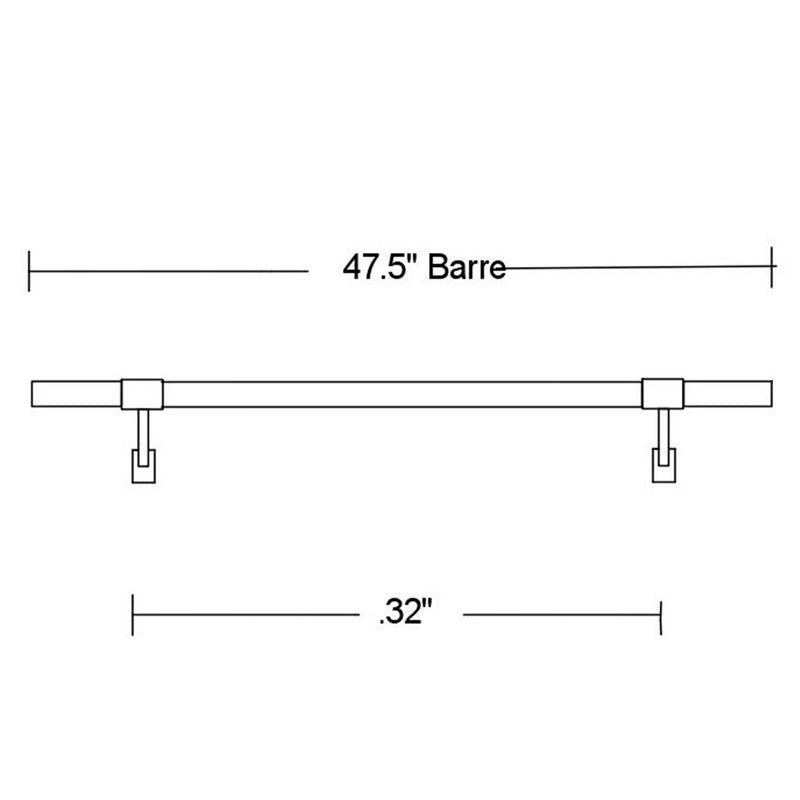 Vita Barre Classic Single Bar Wall Mount Ballet Barre System, 4 Ft (Open Box)