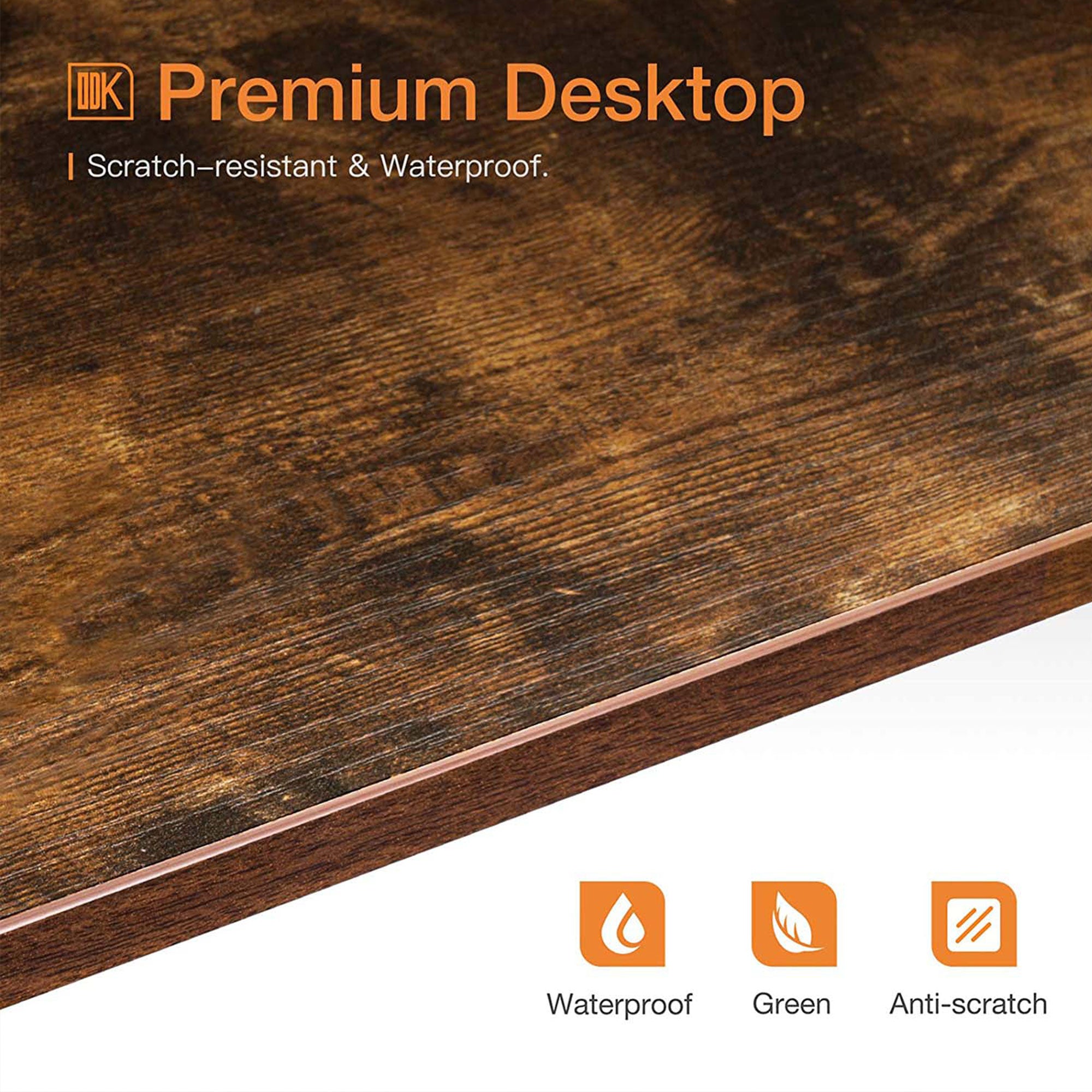 ODK Corner Triangle Computer Desk w/ Storage Space & Keyboard Tray, Rustic Brown - VMInnovations