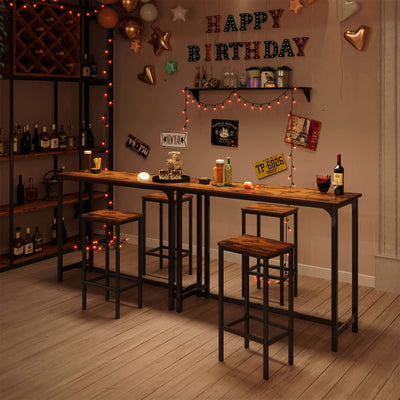 ODK 47In Rectangular Modern Bar Height Table w/ Metal Legs, Rustic Brown (Used) - VMInnovations