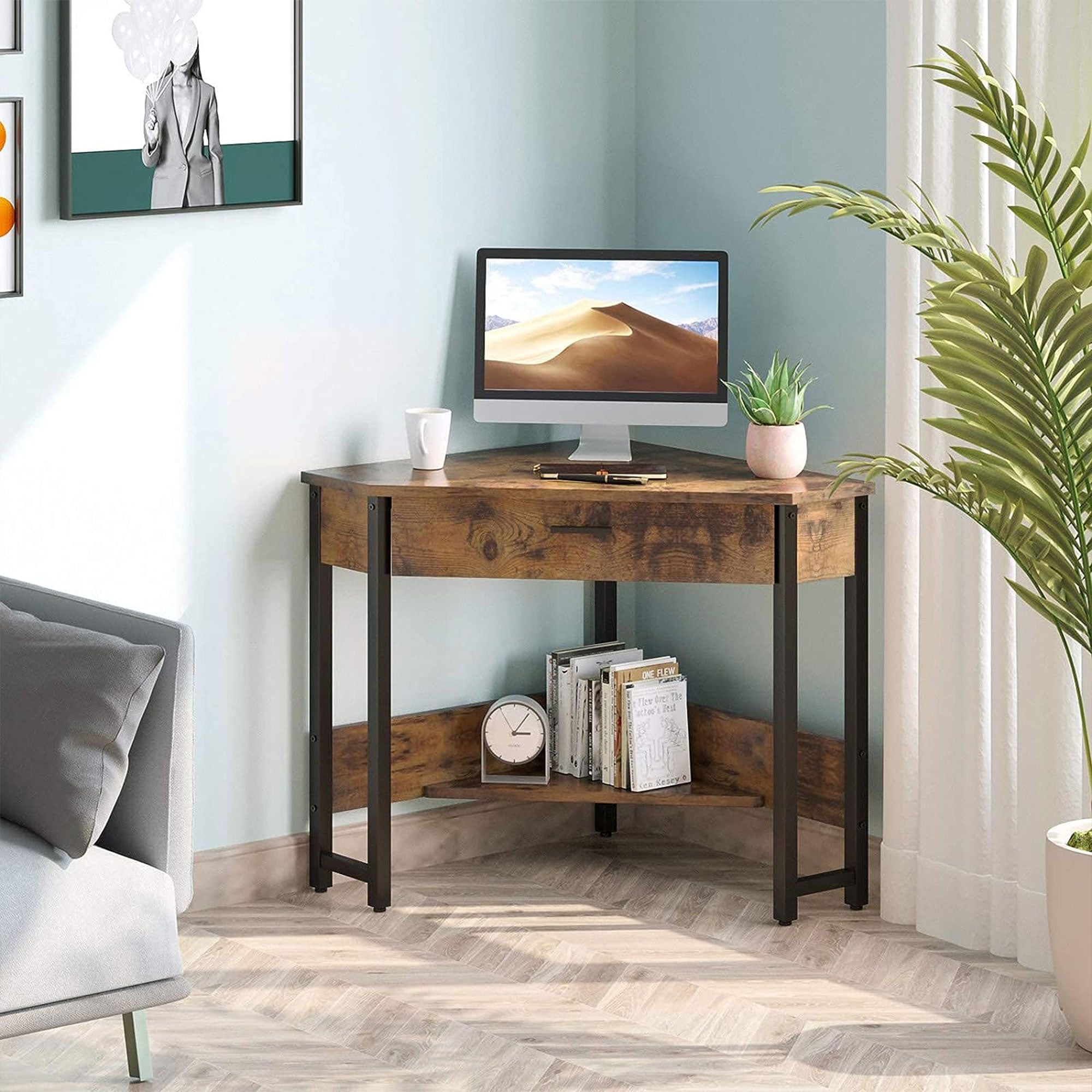 ODK Modern Triangle Corner Vanity Writing Desk with Large Drawer (Used) - VMInnovations