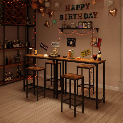 ODK 39In Rectangular Modern Bar Height Table w/ Metal Legs, Rustic Brown (Used) - VMInnovations
