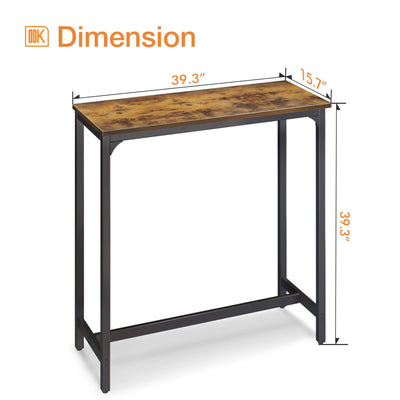 ODK 39In Rectangular Modern Bar Height Table w/ Metal Legs, Rustic Brown (Used) - VMInnovations