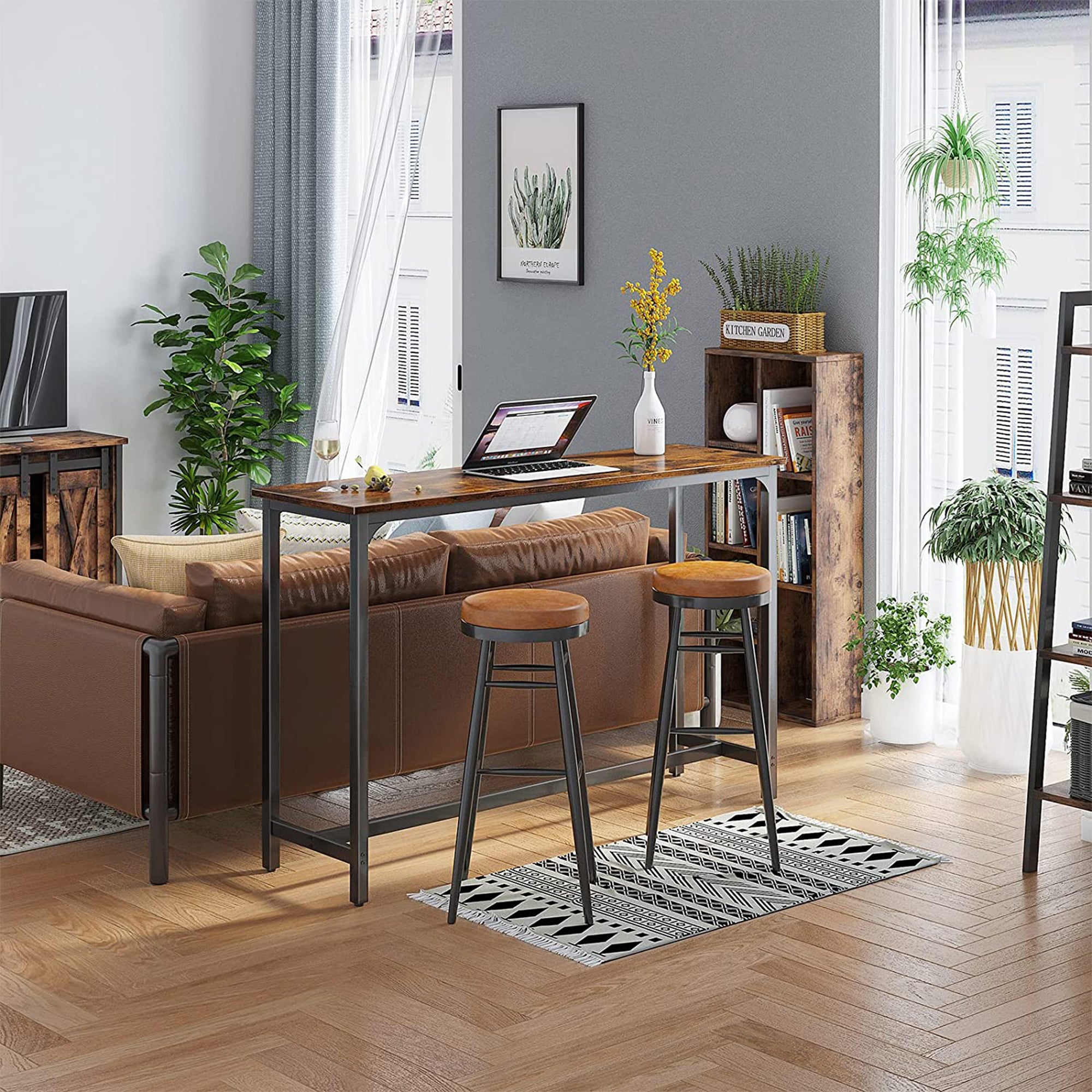 55 Inch Rectangular Modern Bar Height Pub Table w/ Metal Legs (Used) - VMInnovations