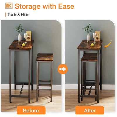 ODK 55 Inch Rectangular Modern Bar Height Pub Table w/ Metal Legs, Rustic Brown - VMInnovations