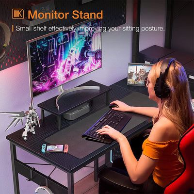ODK 47 Inch Compact L Shaped Desk w/Storage Shelves and Monitor Stand (Open Box) - VMInnovations