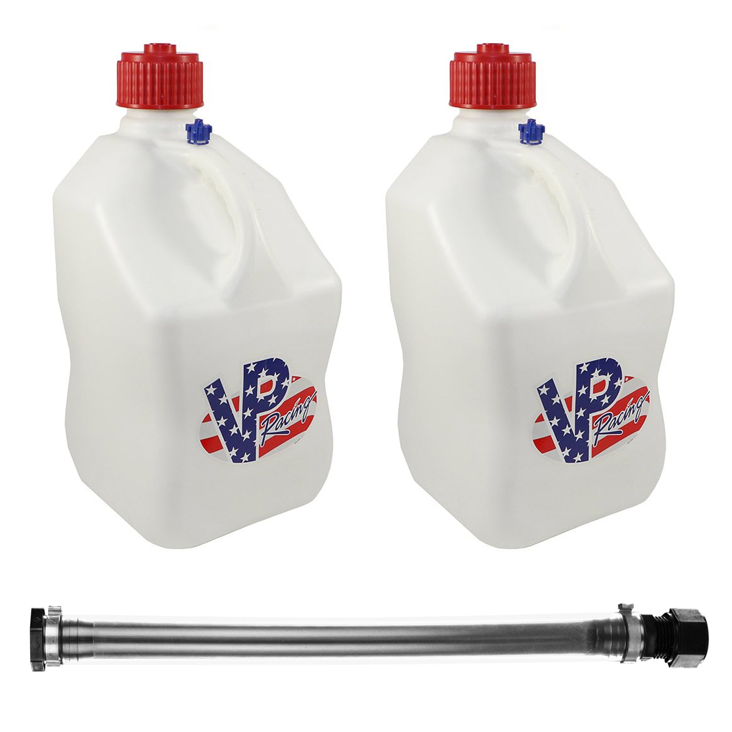 VP Racing Fuels 14 In Container Hose & 5 Gallon Jug, White & Patriotic (2 Pack)