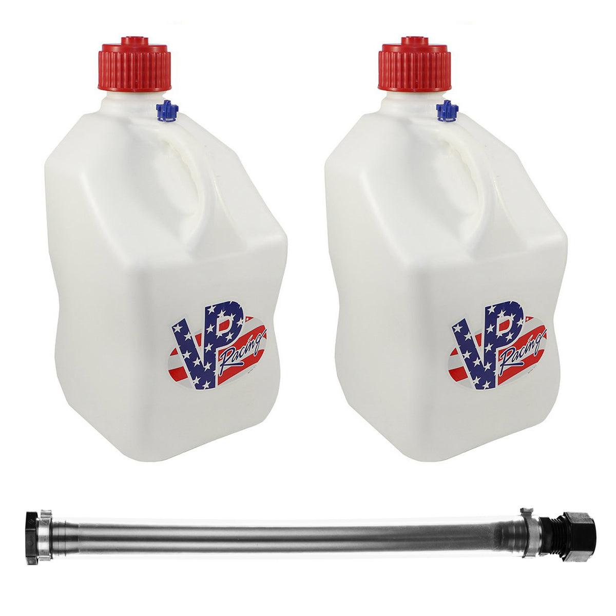 VP Racing Fuels 14 In Container Hose & 5 Gallon Jug, White & Patriotic (2 Pack)