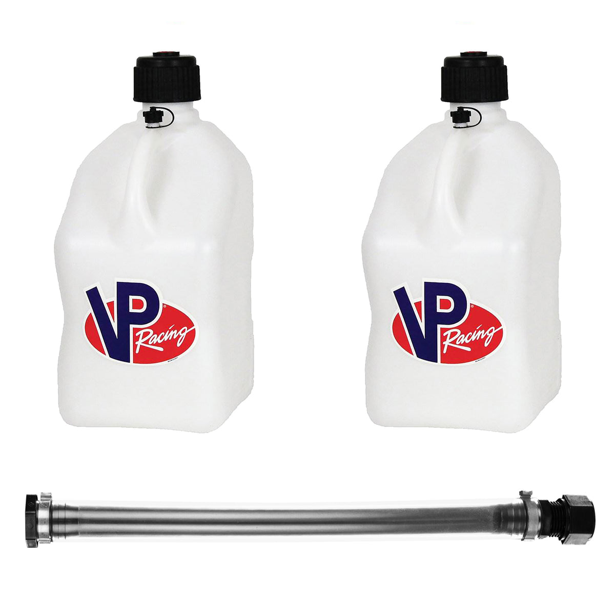 VP Racing Fuels 14 Inch Container Hose and 5 Gallon Fuel Jug, White (2 Pack)