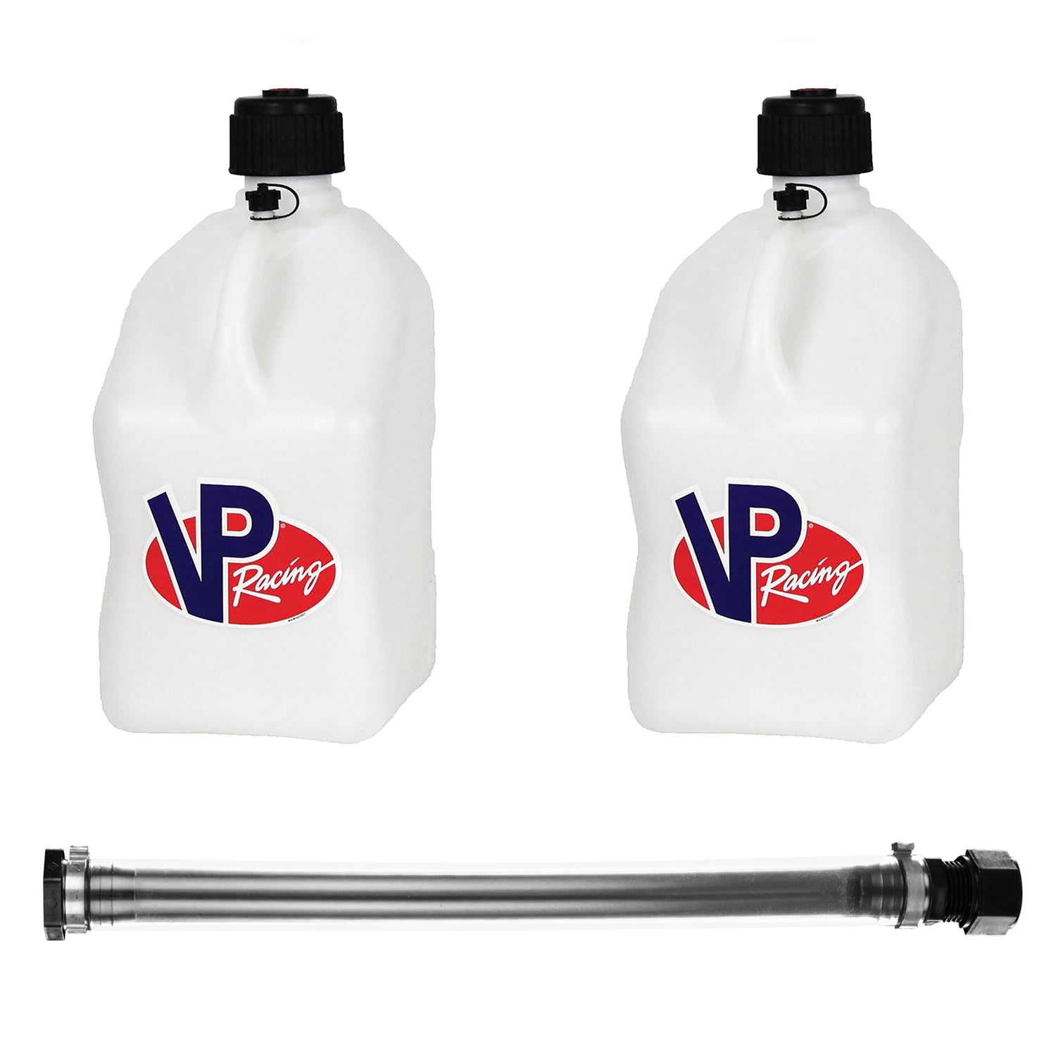 VP Racing Fuels 14 Inch Container Hose and 5 Gallon Fuel Jug, White (2 Pack) - VMInnovations