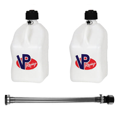 VP Racing Fuels 14 Inch Container Hose and 5 Gallon Fuel Jug, White (2 Pack) - VMInnovations