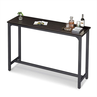 ODK 55 Inch Rectangular Modern Bar and Height Pub Table with Metal Legs, Black