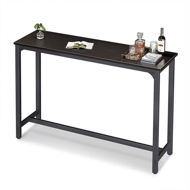 ODK 55 Inch Rectangular Modern Bar and Height Pub Table with Metal Legs, Black