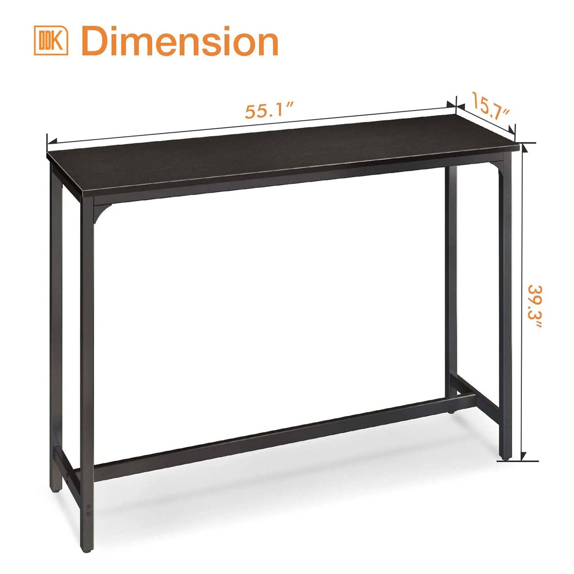 ODK 55 Inch Rectangular Modern Bar and Height Pub Table with Metal Legs (Used) - VMInnovations
