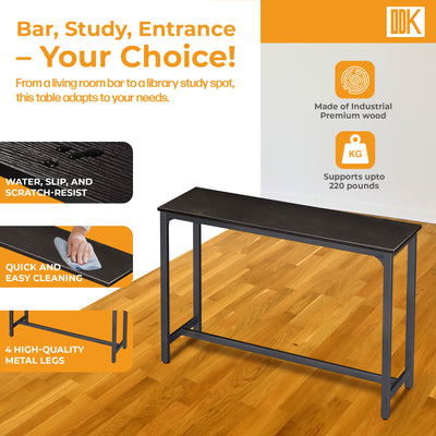 ODK 55 Inch Rectangular Modern Bar and Height Pub Table with Metal Legs (Used) - VMInnovations