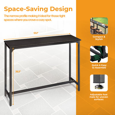 ODK 55 Inch Rectangular Modern Bar and Height Pub Table with Metal Legs (Used) - VMInnovations