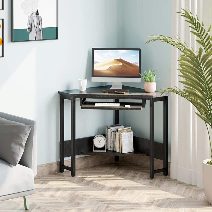 ODK Modern Corner Computer Writing Desk w/ Smooth Keyboard Tray (Open Box)