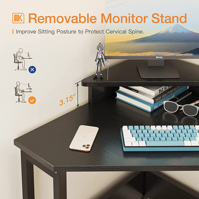 ODK Modern Triangle Corner Computer Writing Desk w/ Raised Stand (Open Box) - VMInnovations