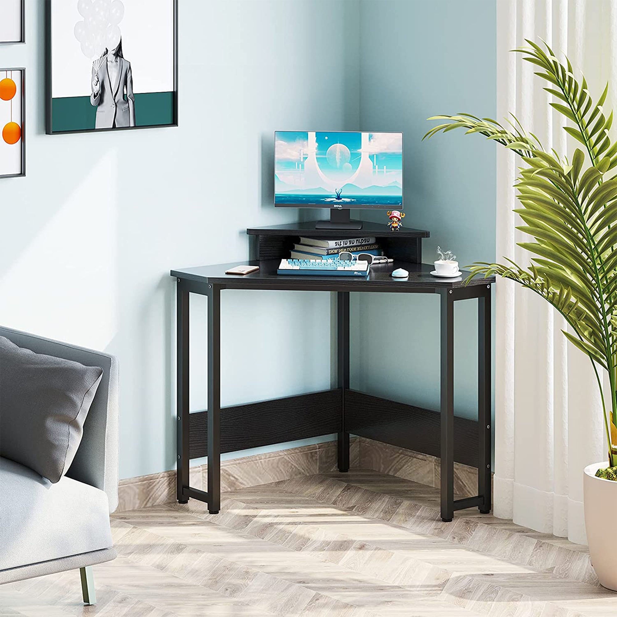 ODK Modern Triangle Corner Computer Writing Desk w/ Raised Stand (Open Box) - VMInnovations