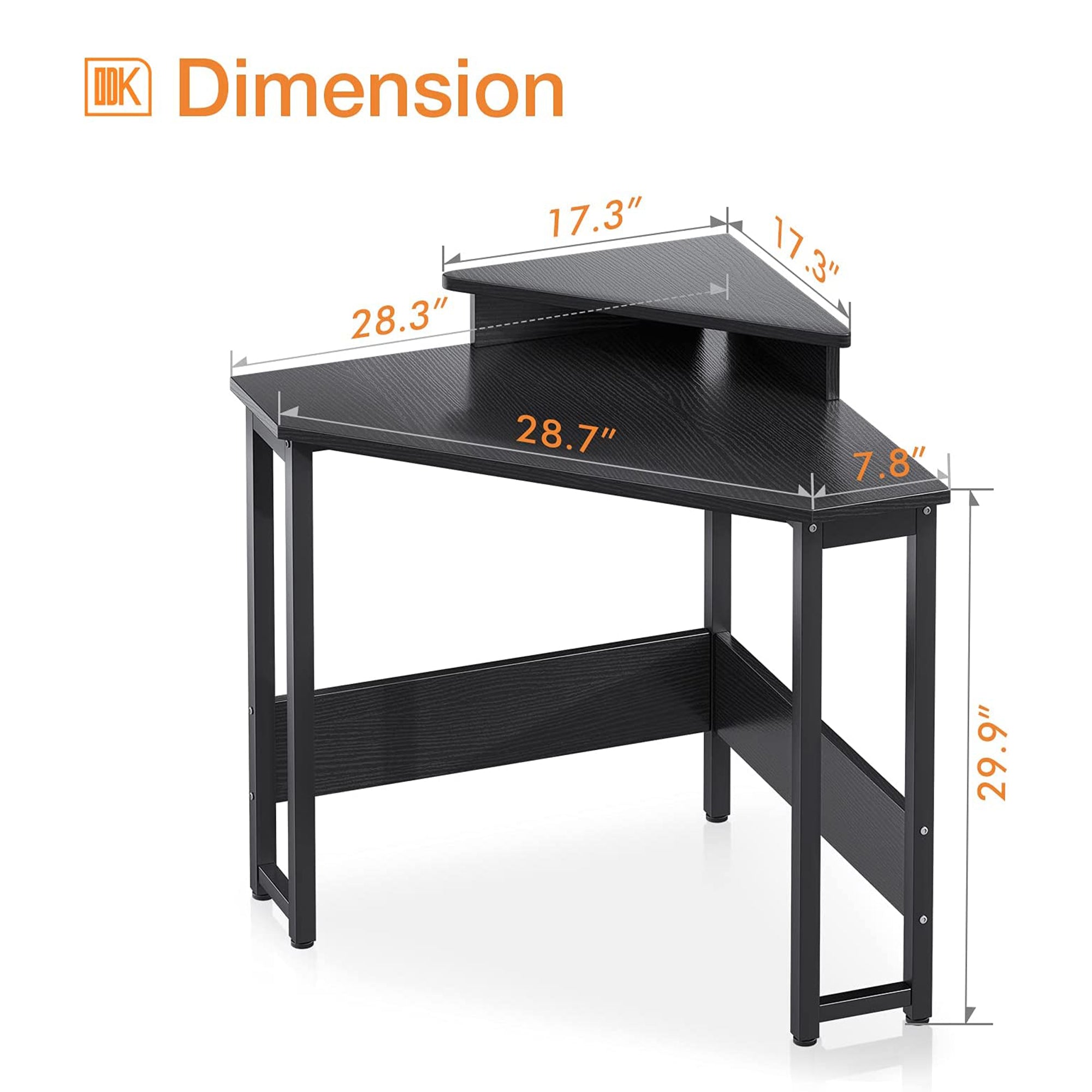 ODK Modern Triangle Corner Computer Writing Desk w/ Raised Stand (Open Box) - VMInnovations