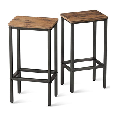 ODK 25.6 Inch Height Wooden Counter Stool Seat Barstool, Rustic Brown (2 Set)