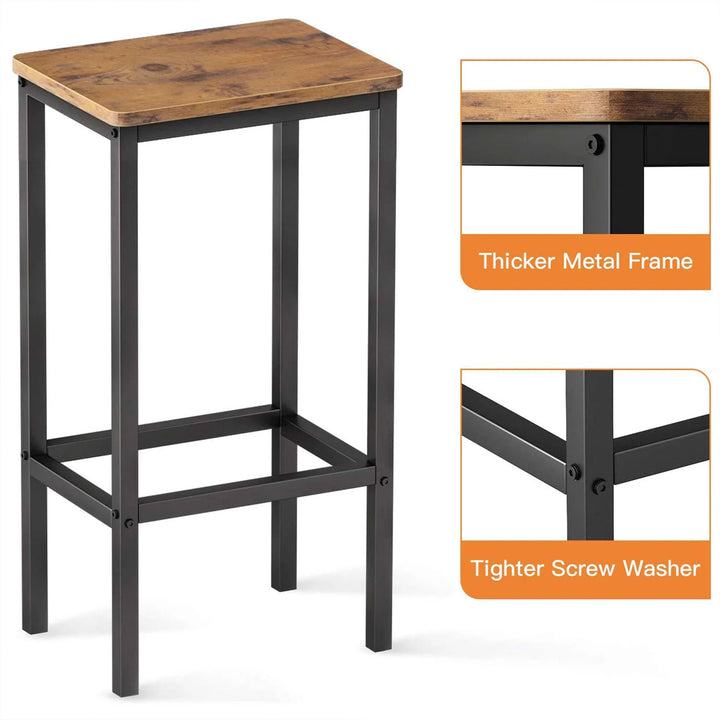 ODK 25.6" Height Wooden Counter Stool Seat, Rustic Brown (2pc) (For Parts) - VMInnovations