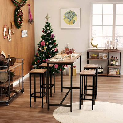 ODK 25.6" Height Wooden Counter Stool Seat, Rustic Brown (2pc) (For Parts) - VMInnovations