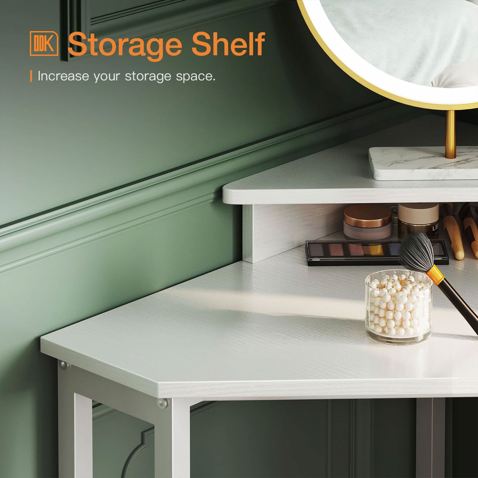 Modern Triangle Corner Computer Desk w/ Raised Monitor Stand, White (Open Box) - VMInnovations