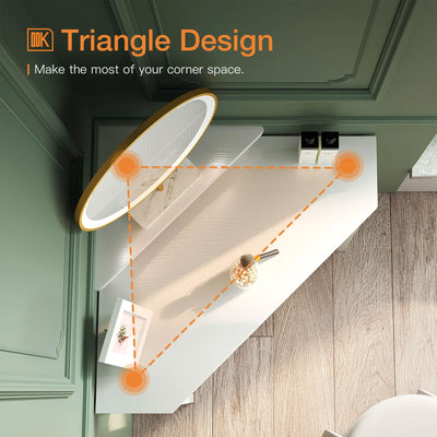 Modern Triangle Corner Computer Writing Desk w/ Raised Monitor Stand (Used) - VMInnovations