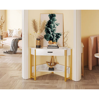 ODK Modern Triangle Corner Vanity Writing Desk with Large Drawer (Open Box) - VMInnovations