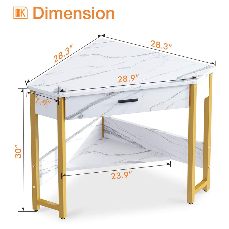 ODK Modern Triangle Corner Vanity Writing Desk with Large Drawer (Open Box)